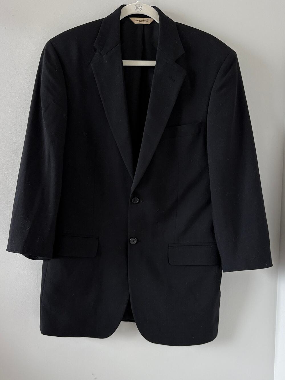 100% Worsted Wool Blazer Womens Size M Black Oversized Long Minimalist Business